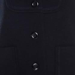 Chloe Black Wool Power Shoulder Collarless Button Front Jacket  M