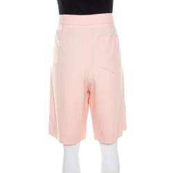 Chloe Light Powder Pink Crepe Elasticized Waist Tapered Bermuda  Shorts M