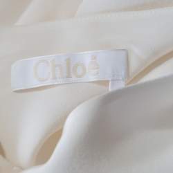 Chloe Cream Silk Shoulder Button Detail Long Sleeve Blouse L 