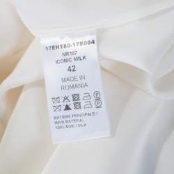 Chloe Cream Silk Shoulder Button Detail Long Sleeve Blouse L 