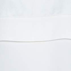 Chloe Cream Silk Shoulder Button Detail Long Sleeve Blouse L 