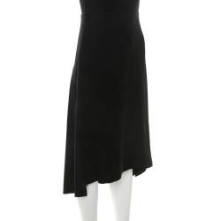 Pre Owned Chloé Black Crepe Knit Asymmetric Hem A Line Skirt M