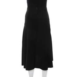Pre Owned Chloé Black Crepe Knit Asymmetric Hem A Line Skirt M