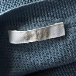 Pre Owned Chloe Powder Blue Purl Knit Wool and Silk Sweatshirt XS