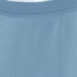 Pre Owned Chloe Powder Blue Purl Knit Wool and Silk Sweatshirt XS