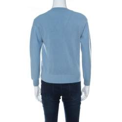 Pre Owned Chloe Powder Blue Purl Knit Wool and Silk Sweatshirt XS