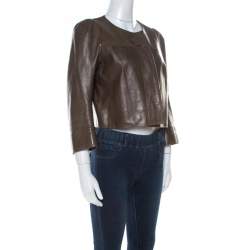 Chloe Khaki Green Lambskin Front Button Jacket M
