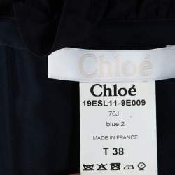 Pre Owned Chloe Navy Blue Ruffle Detail Strapless Draped Jumpsuit M