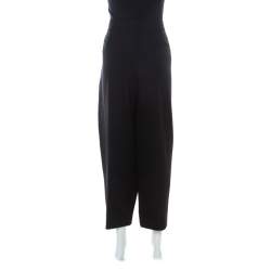 Pre Owned Chloe Black Wool Wide Leg Tapered Trousers L