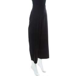 Pre Owned Chloe Black Wool Wide Leg Tapered Trousers L