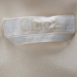 Pre Owned Chloe Cream Crepe De Chine Long Sleeve Tie Detail Buttoned Blouse M