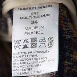 Pre Owned Chloe Multicolor Woven Tapestry Jacquard Waist Tie Detail Mid Length Coat S