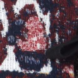 Pre Owned Chloe Multicolor Woven Tapestry Jacquard Waist Tie Detail Mid Length Coat S