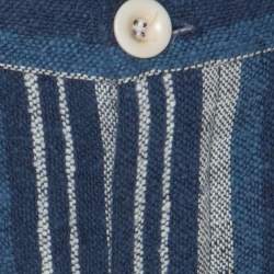 Pre Owned Chloé Indigo Blue Striped Canvas Pants S