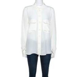 Pre Owned Chloe Off White Silk Button Front Shirt L