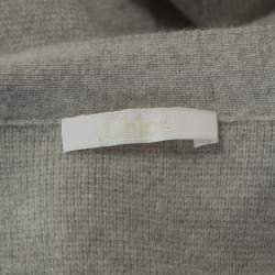 Pre Owned Chloe Grey Cashmere Metal Detail Button Front Cardigan XS