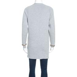 Pre Owned Chloe Grey Cashmere Metal Detail Button Front Cardigan XS