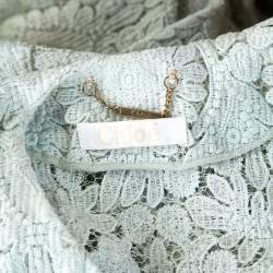 Pre Owned Chloe Mint Green Guipure Lace Oversized Coat S 