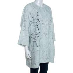 Pre Owned Chloe Mint Green Guipure Lace Oversized Coat S 