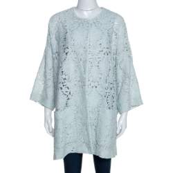 Pre Owned Chloe Mint Green Guipure Lace Oversized Coat S 