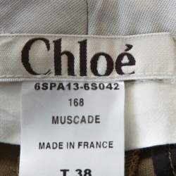 Pre Owned Chloe Light Brown Linen Blend Wide Leg Trousers M