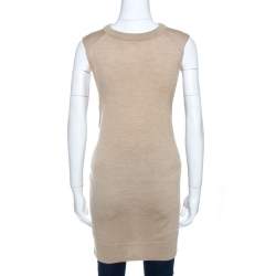 Pre Owned Chloe Seed Brown Wool Tie Up Detail Sleeveless Top S