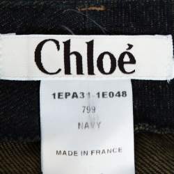 Pre Owned Chloe Dark Navy Denim Embellished Pocket Detail Wide Leg Jeans S