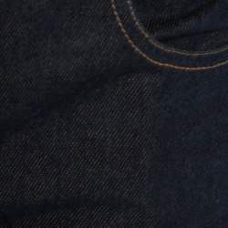 Pre Owned Chloe Dark Navy Denim Embellished Pocket Detail Wide Leg Jeans S