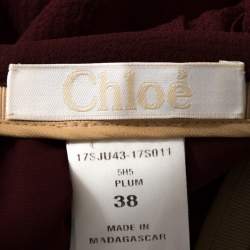 Pre Owned Chloé Burgundy Georgette Silk Asymmetric Layered Mini Skirt M
