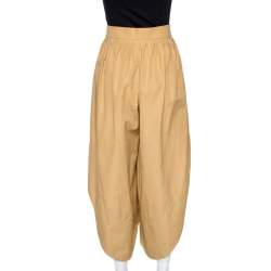 Pre Owned Chloé Tan Brown Cotton Poplin Draped Culottes M