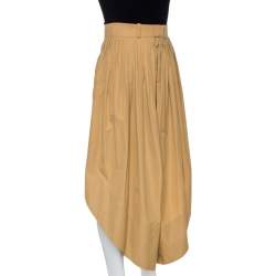 Pre Owned Chloé Tan Brown Cotton Poplin Draped Culottes M