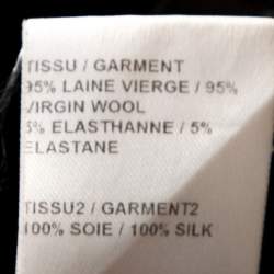 Pre Owned Chloé Navy Blue Stretch Wool Lace Trim Flared Midi Dress M