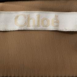 Pre Owned Chloé Black Floral Embroidered Crepe Cropped Blouse M