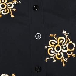 Pre Owned Chloé Black Floral Embroidered Crepe Cropped Blouse M