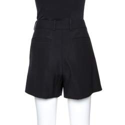 Pre Owned Chloé Black Crepe Iconic Pleated Shorts M