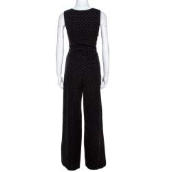 Chloé Black Dot Motif Jacquard Wide Leg Jumpsuit M