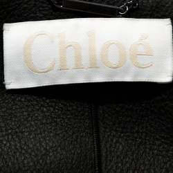 Chloe Black Shearling Leather Trim Biker Jacket S