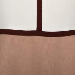 Pre Owned Chloe Cream & Brown Crepe Long Sleeve Sheath Dress M