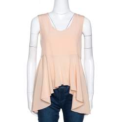 Chloe Peach Silk Crepe Sleeveless Dip Hem Top S
