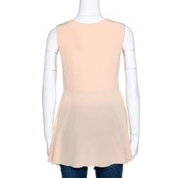 Chloe Peach Silk Crepe Sleeveless Dip Hem Top S