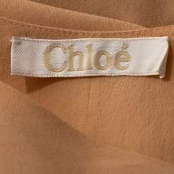 Chloe Peach Silk Crepe Sleeveless Dip Hem Top S