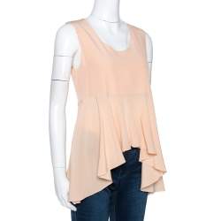 Chloe Peach Silk Crepe Sleeveless Dip Hem Top S