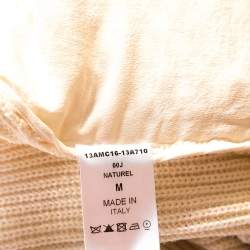 Chloe Naturel Wool Knit Lace Paneled Button Front Cardigan M