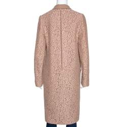 Pre Owned Chloe Pink 19 Wool & Lace Overlay Button Front Coat S
