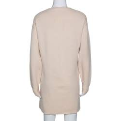 Pre Owned Chloe Buttercream Cashmere V Neck Sweater Dress M 