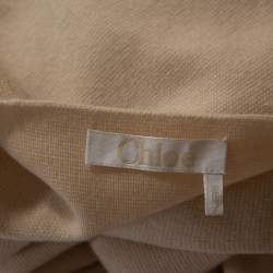 Pre Owned Chloe Buttercream Cashmere V Neck Sweater Dress M 