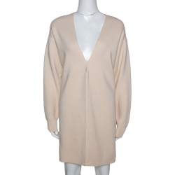 Pre Owned Chloe Buttercream Cashmere V Neck Sweater Dress M 