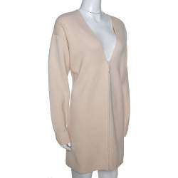 Pre Owned Chloe Buttercream Cashmere V Neck Sweater Dress M 