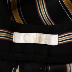 Chloe Multicolor Silk Rough Striped Cropped Trousers M