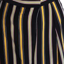 Chloe Multicolor Silk Rough Striped Cropped Trousers M